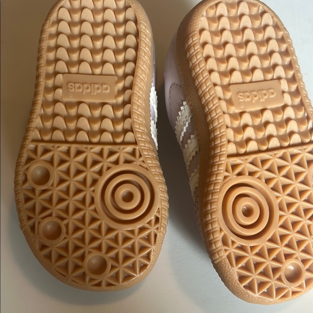 adidas Kids Light Pink Suede & Cream Stripe Sneakers - Picture 3 of 3